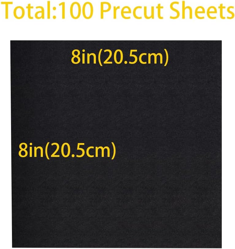 Seneme Black Cut Away Embroidery Stabilizer 8"x8" 100 Precut Sheets, 2.5oz Medium Weight Cut Away Stabilizer for Embroidery Backing for Machine Embroidery and Hand Sewing for 4x4 and 6x6 Hoops - Image 2